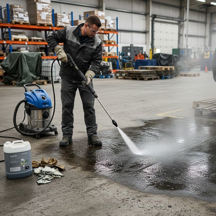 Jak skutecznie usunąć tłuszcz i olej z posadzek przemysłowych?