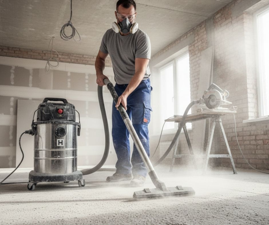 Usuwanie pyłu cementowego i gipsowego – czym czyścić bez pylenia?